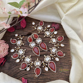 Exclusive Red Victorian Diamond Short Neckpiece-VV1921